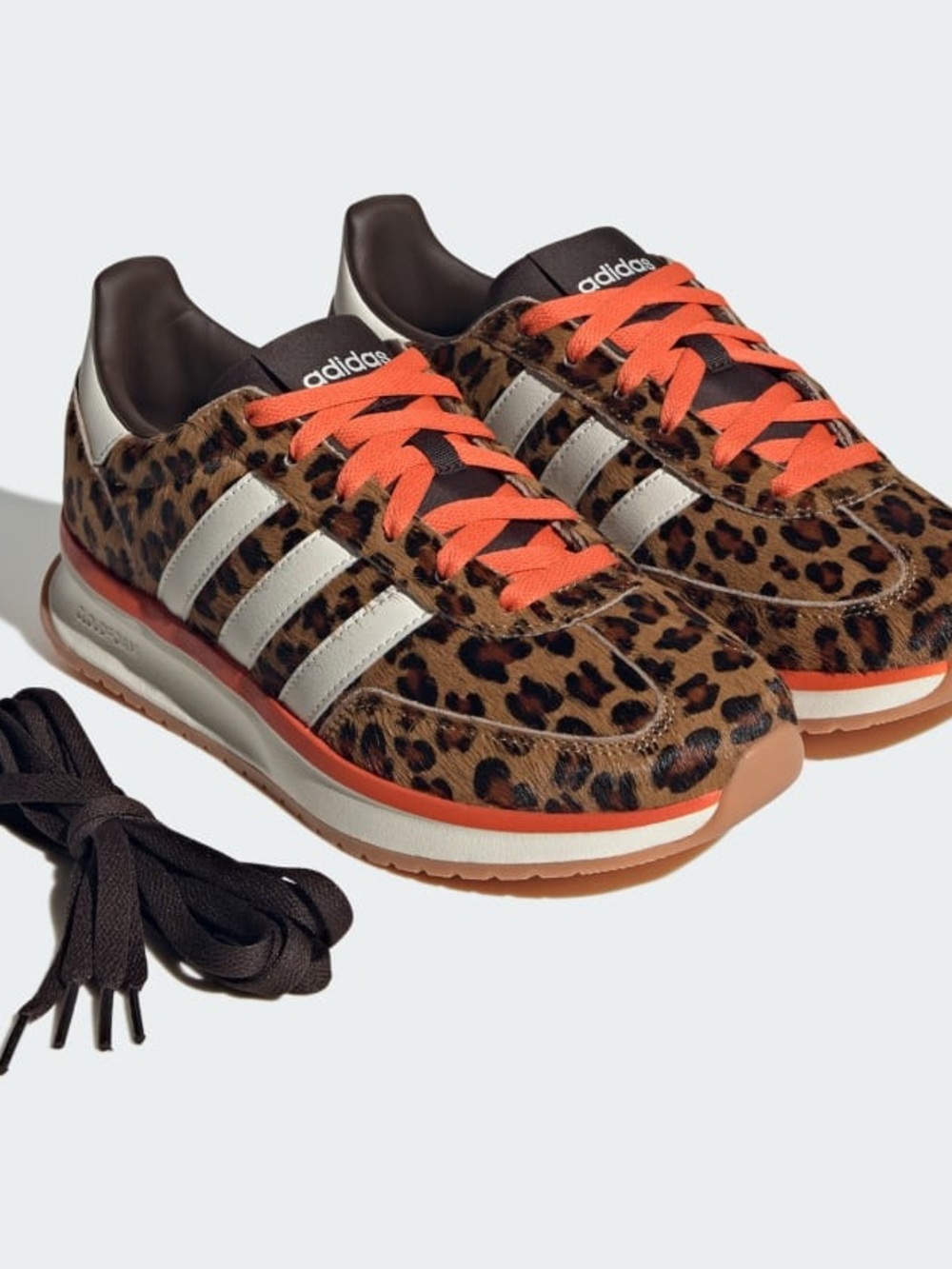 adidas Leopard Print Sneakers with Orange Laces